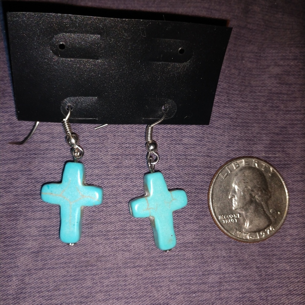 Turquoise cross earrings